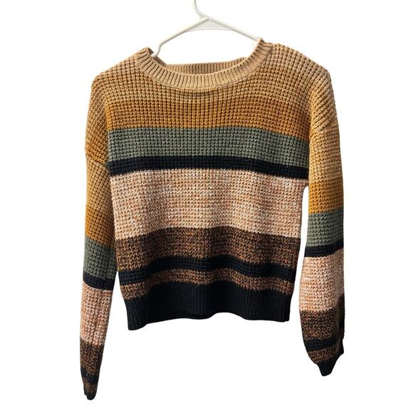 Earth Toned Striped Sweater M Full Circle Trends - Picture 1 of 6
